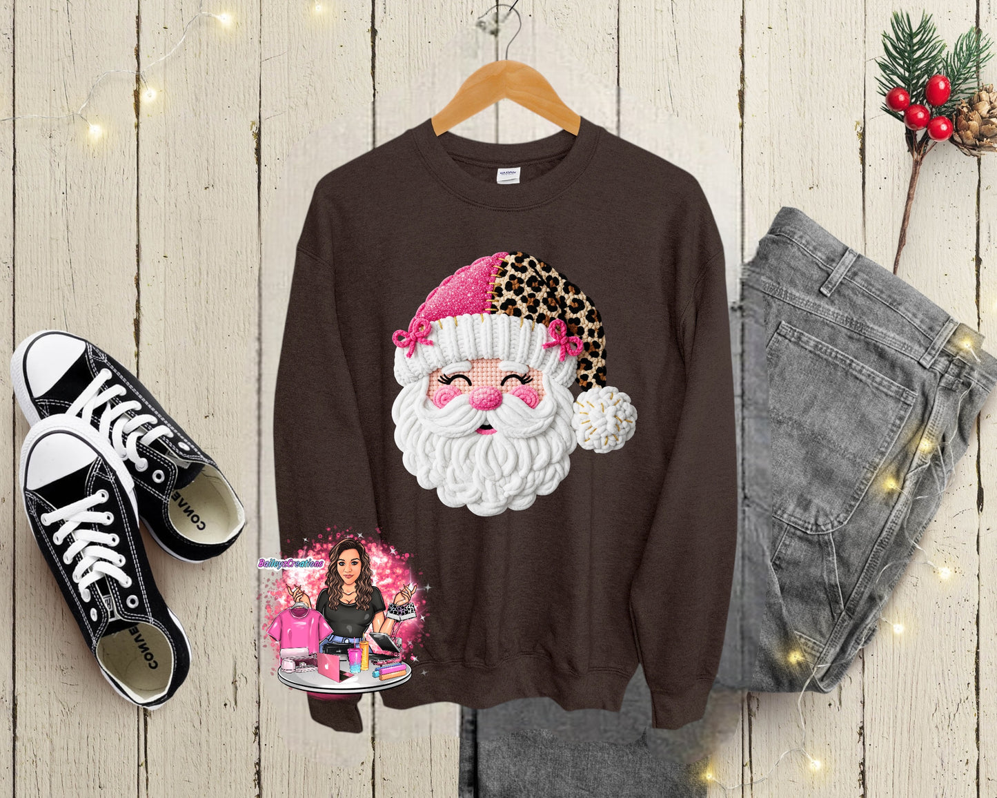 Faux Cheetah Santa Crewneck