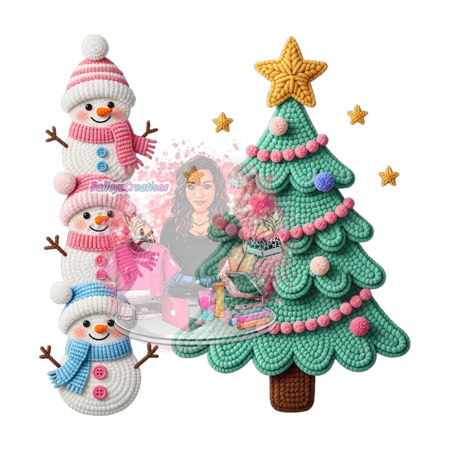 Faux Snowman and Tree crewneck