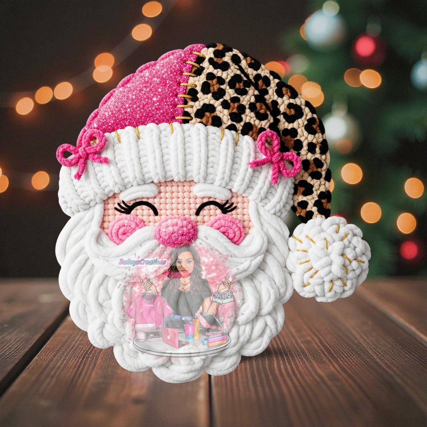 Faux Cheetah Santa Crewneck