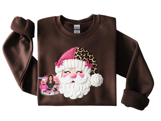 Faux Cheetah Santa Crewneck