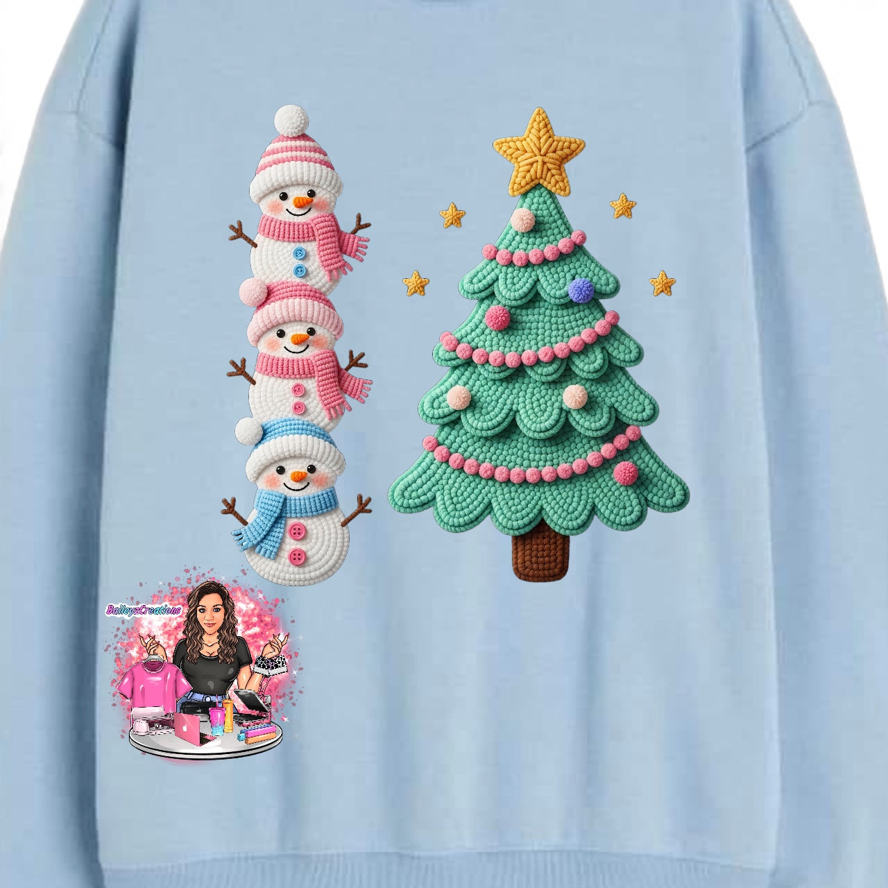 Faux Snowman and Tree crewneck