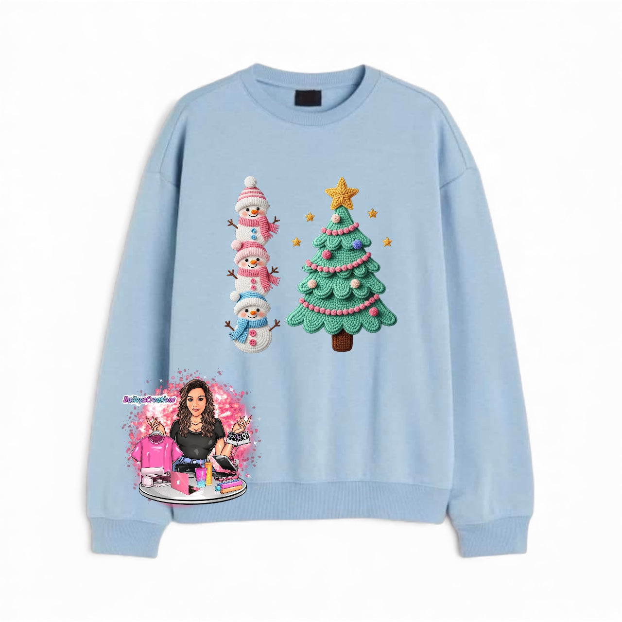 Faux Snowman and Tree crewneck