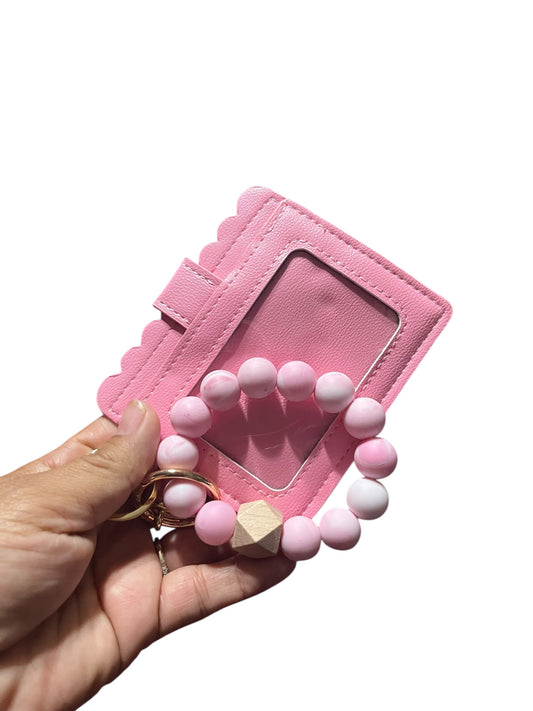 Pink Wallet Wristlet Keychain
